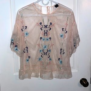 KAARI blue Embroidered Top